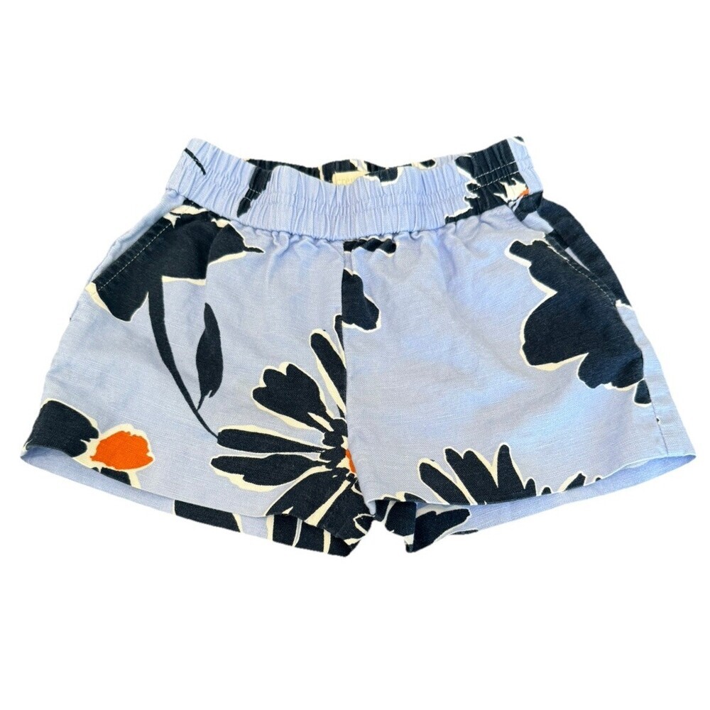 J.Crew Crewcuts Girls Floral Pull-On Shorts Size 6 Linen Blend